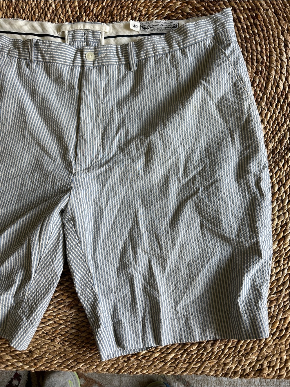 Ralph Lauren Seersucker Striped Men’s Shorts - Light Blue & White